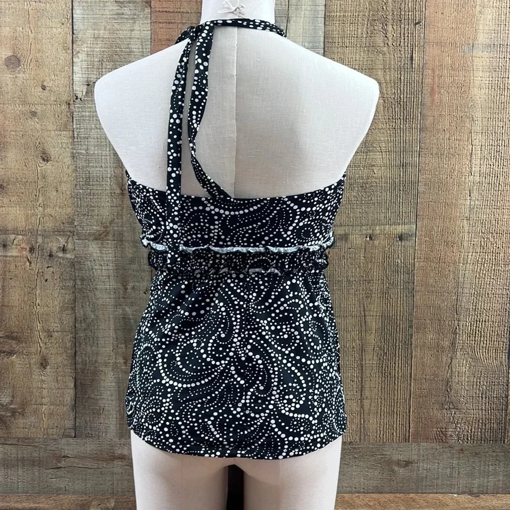 A Pea In The Pod Black White Paisley Maternity Halter‎ Tankini Top Womens Small